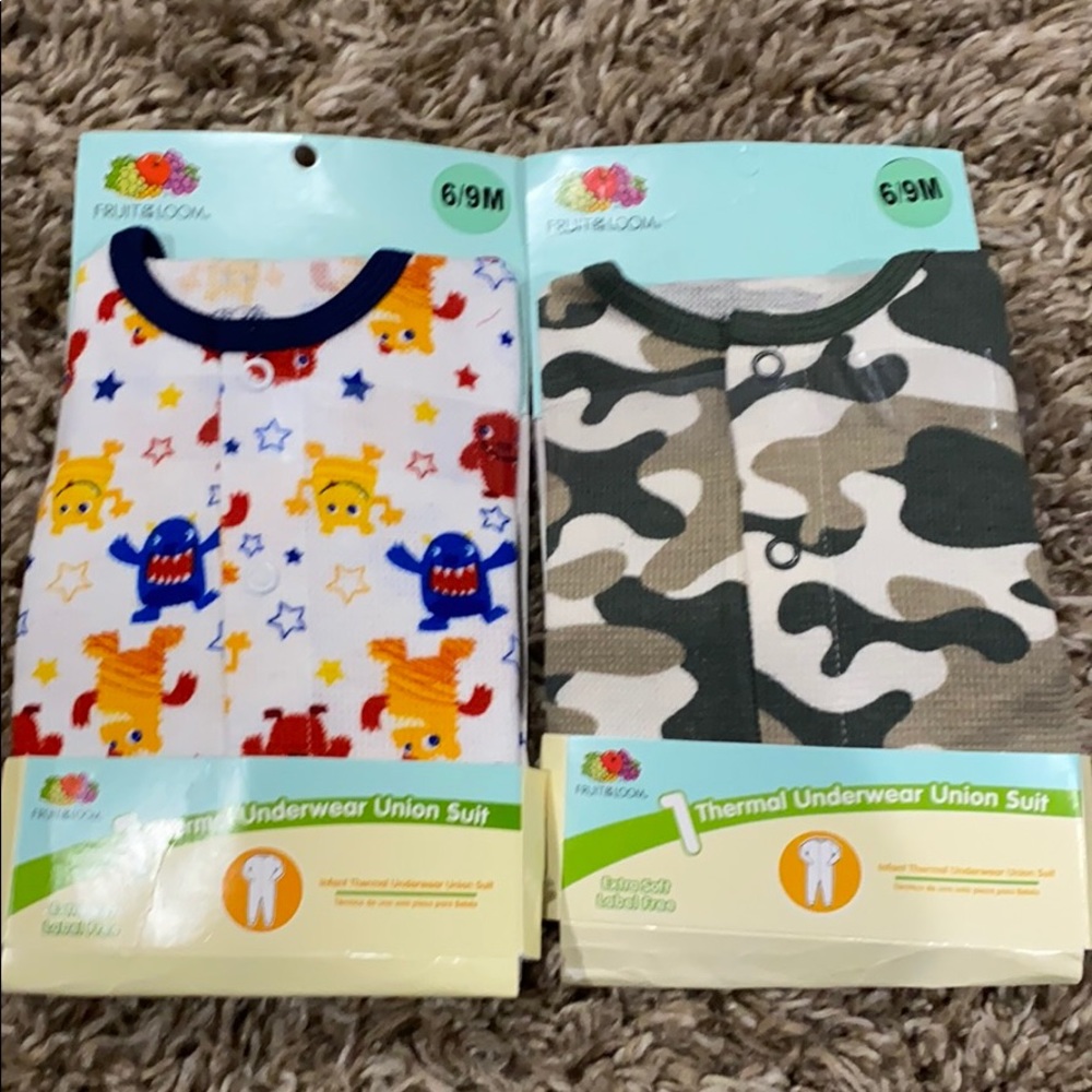 Fruit of the loom thermal suit 6/9mon nwt